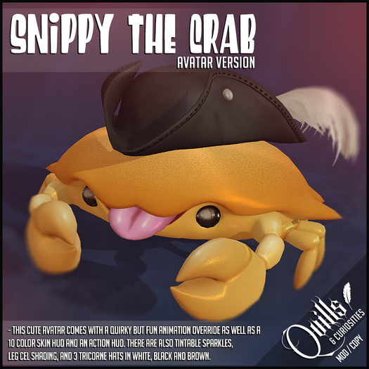 Second Life Marketplace - Quills & Curiosities - Snippy the Crab - Avatar