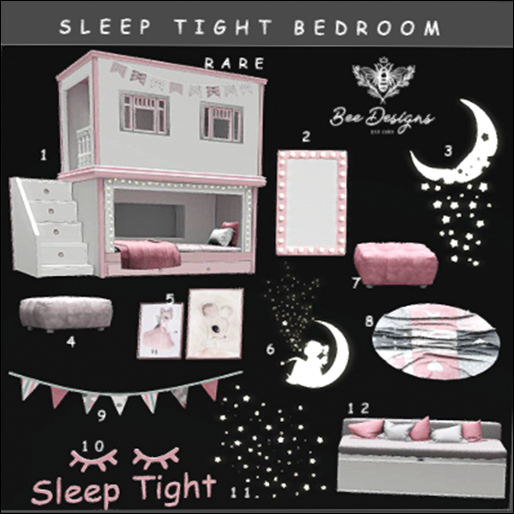 01 Bee Designs Sleep Tight Bedroom RARE