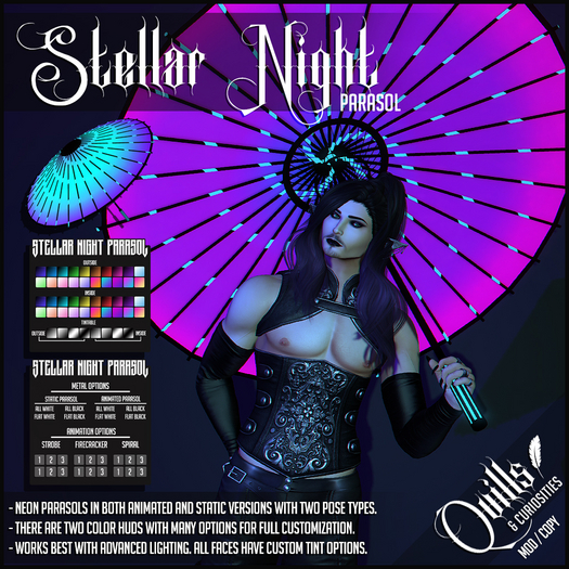 Quills & Curiosities - Stellar Night Parasol