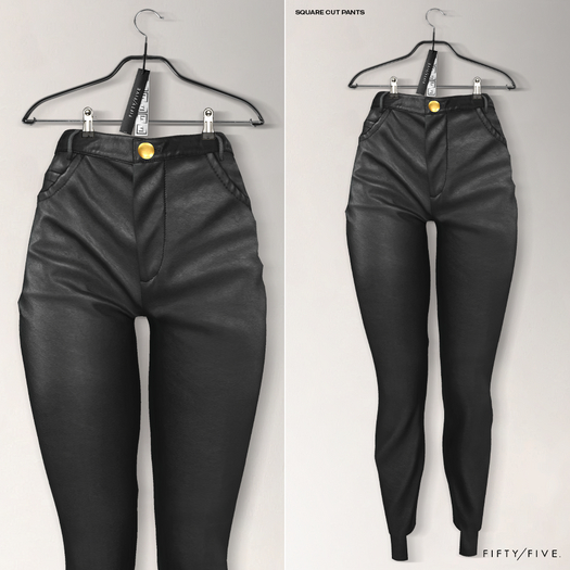 FIFTY/FIVE. "GLU" Square Cut Pants - Black