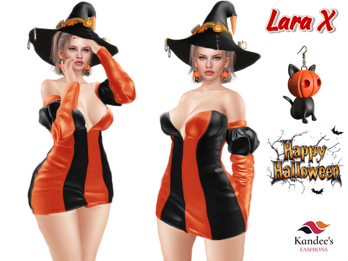 LaraX & Petite Witch Dress + Hat + Cat Earrings
