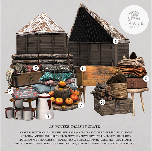 2 crate As Winter Calls Set - Piled Stool