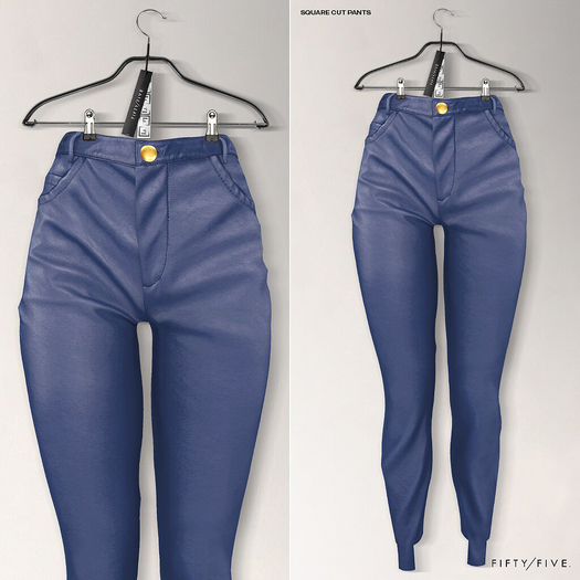 FIFTY/FIVE. "GLU" Square Cut Pants - Oxford Blue