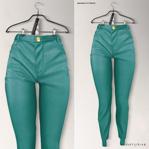 FIFTY/FIVE. "GLU" Square Cut Pants - Teal