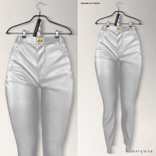 FIFTY/FIVE. "GLU" Square Cut Pants - White