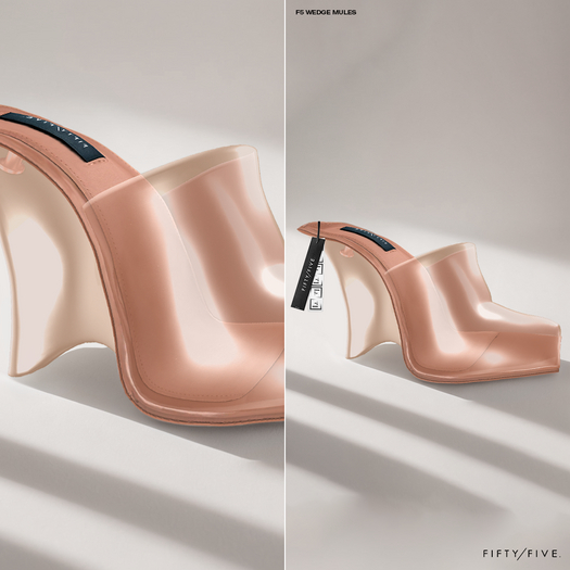 FIFTY/FIVE. "GLU" F5 Wedge Mules - Beige