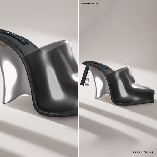 FIFTY/FIVE. "GLU" F5 Wedge Mules - Black