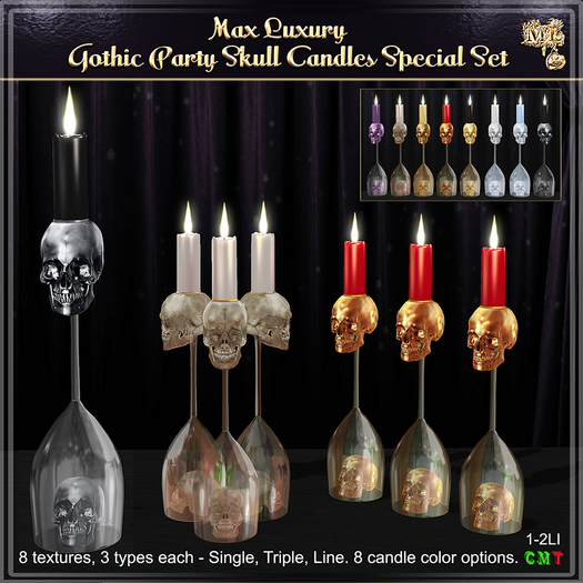 Max Luxury - Gothic Party Skull Candles Special Set