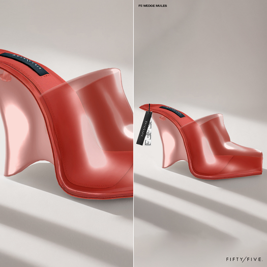 FIFTY/FIVE. "GLU" F5 Wedge Mules - Marron