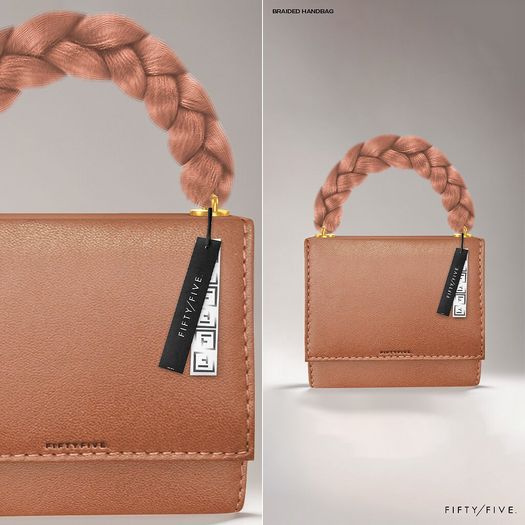 FIFTY/FIVE. "GLU" Braided Handbag - Beige