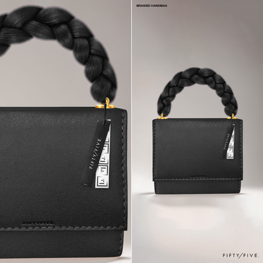 FIFTY/FIVE. "GLU" Braided Handbag - Black