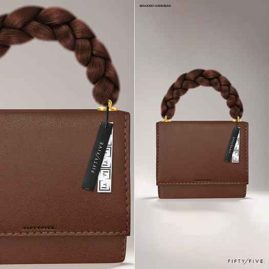 FIFTY/FIVE. "GLU" Braided Handbag - Brown