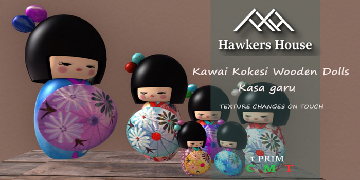 *HH* Kawai Kokesi Wooden Dolls Kasa garu