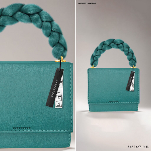 FIFTY/FIVE. "GLU" Braided Handbag - Teal