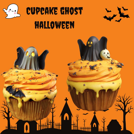 'MB' Cupcake ghost halloween
