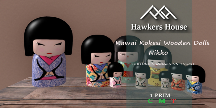 *HH* Kawai Kokesi Wooden Dolls Nikko