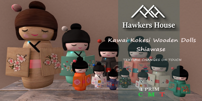 *HH* Kawai Kokesi Wooden Dolls Shiawase