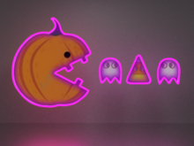 Pac-man pumpkin Halloween Neon picture Full Permission