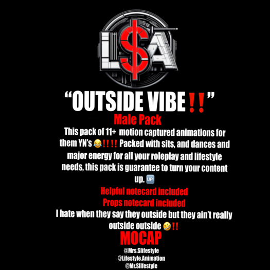 L$A - "OUTSIDE VIBE" MALE MOCAP PACK