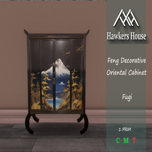 *HH* Feng Decorative Oriental Cabinet Fuji