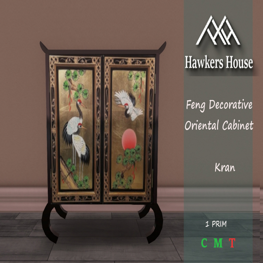 *HH* Feng Decorative Oriental Cabinet Kran