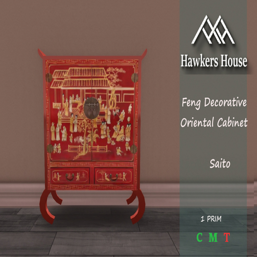*HH* Feng Decorative Oriental Cabinet Saito
