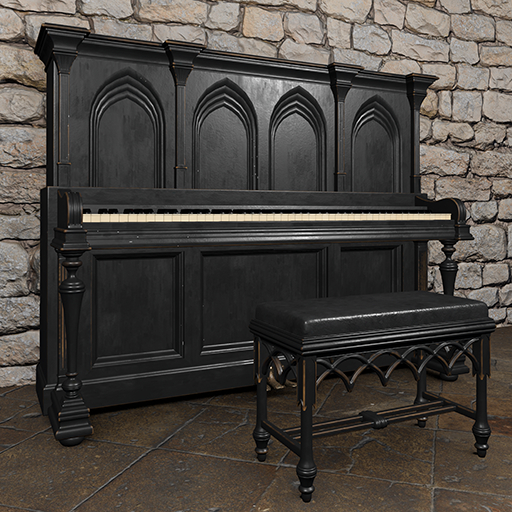 Gothic Piano & Bench - 100% Origional Full Permission Mesh