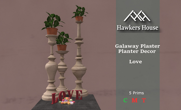 *HH* Galaway Plaster Planter Decor Love