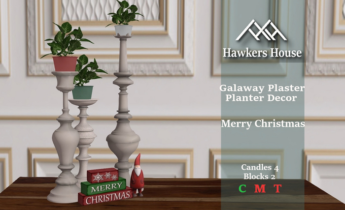 *HH* Galaway Plaster Planter Decor Merry Christmas