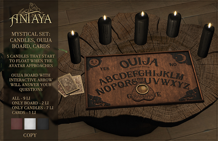 :: ANTAYA :: Mystical set: candles, ouija board and card (add)