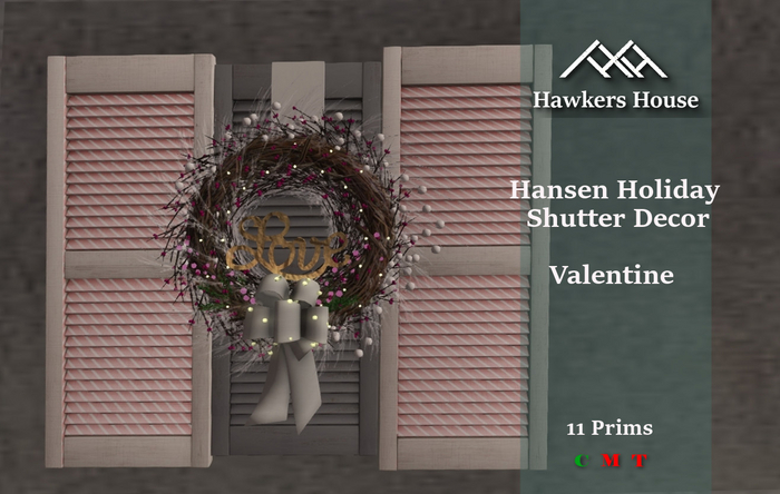 *HH* Hansen Holiday Shutter Decor Valentine