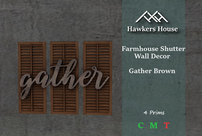 *HH* Farmhouse Shutter Wall Decor Gather Brown