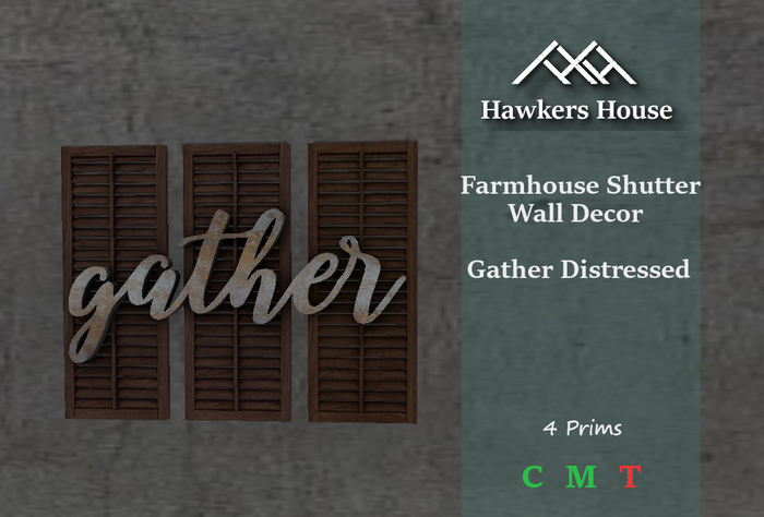 *HH* Farmhouse Shutter Wall Decor Gather Distressed