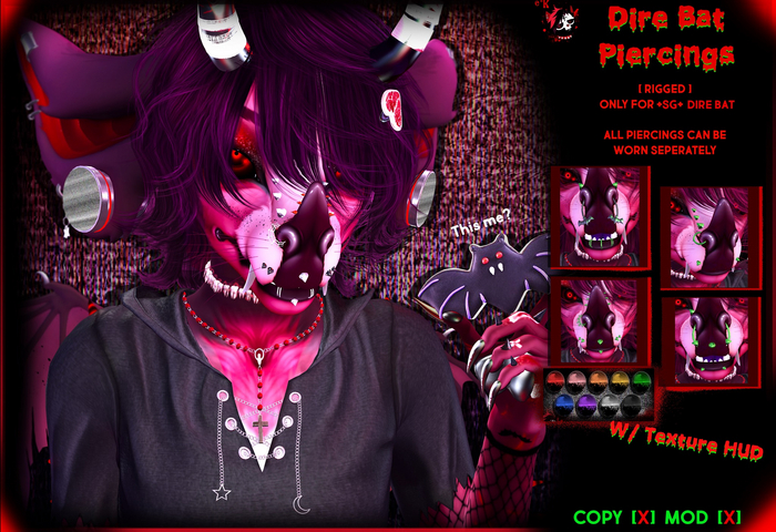 e*K Dire Bat Piercings - [Rigged]