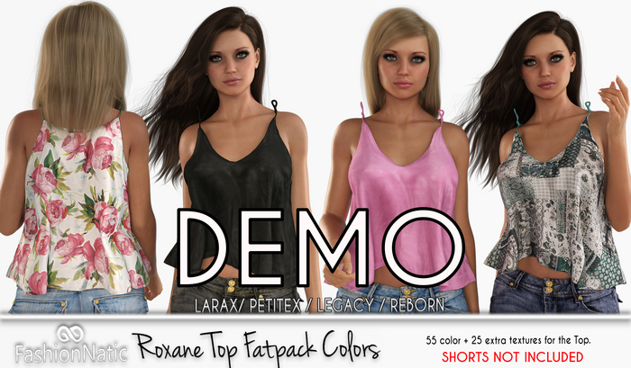 Demo Top Roxane Fatpack Colors  - LaraX, PetiteX, Legacy, Reborn- FashioNatic