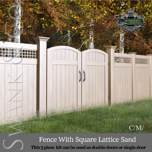 Swank & Co. Fence with Square Lattice Set Sand 