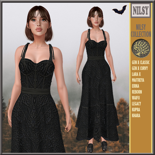 BLACK MID LENGTH LACE DRESS