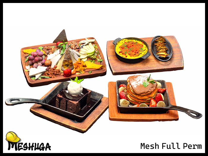 Meshuga E Rondo Second Life Marketplace - Meshuga Food Plates Pack 5 FULL PERM MESH