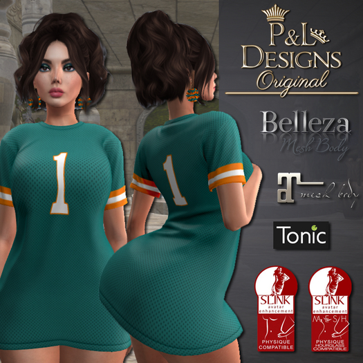 [P&L] - Football Jersey Dress Set - Teal and Orange