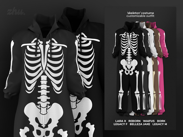 zhu. Skeleton jumpsuit costume