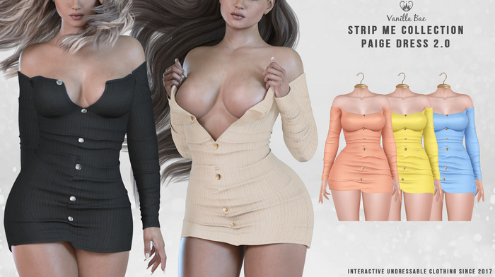 *Vanilla Bae* Paige Dress 2.0 - Light 3 Pack - Strip Me Interactive - Maitreya / LaraX / Legacy / Ebody Reborn/ Waifu