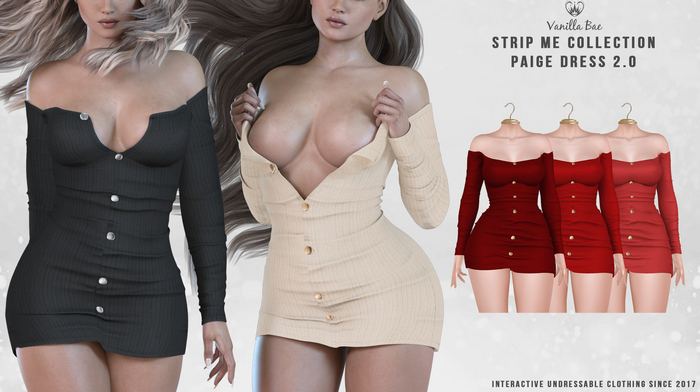 *Vanilla Bae* Paige Dress 2.0 - Red 3 Pack - Strip Me Interactive - Maitreya / LaraX / Legacy / Ebody Reborn/ Waifu