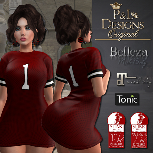 [P&L] - Football Jersey Dress Set - Red and Black