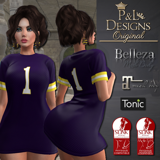 [P&L] - Football Jersey Dress Set - Purple and Yellow