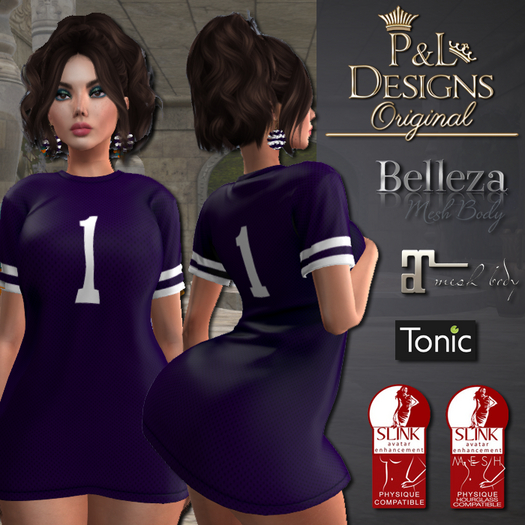 [P&L] - Football Jersey Dress Set - Purple and White