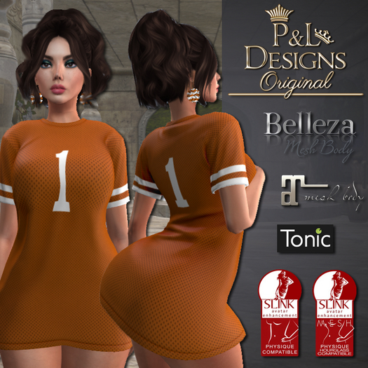 [P&L] - Football Jersey Dress Set - Orange and White