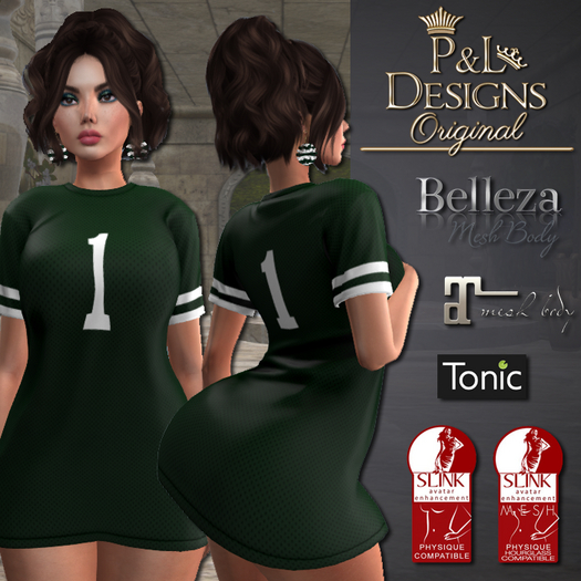 [P&L] - Football Jersey Dress Set - Green and White