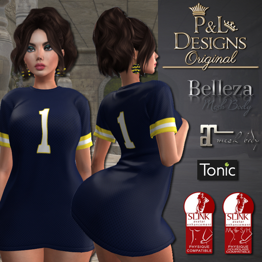 [P&L] - Football Jersey Dress Set - Blue and Yellow