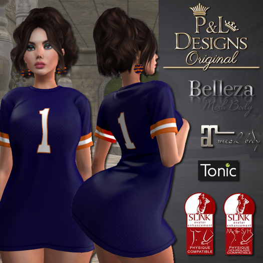 [P&L] - Football Jersey Dress Set - Blue and Orange