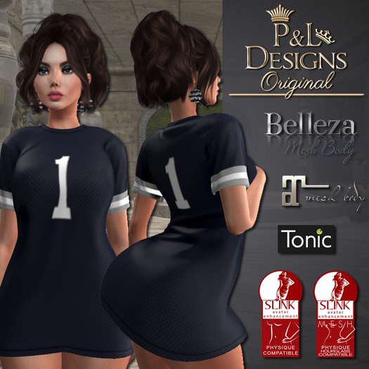 [P&L] - Football Jersey Dress Set - Blue and Grey